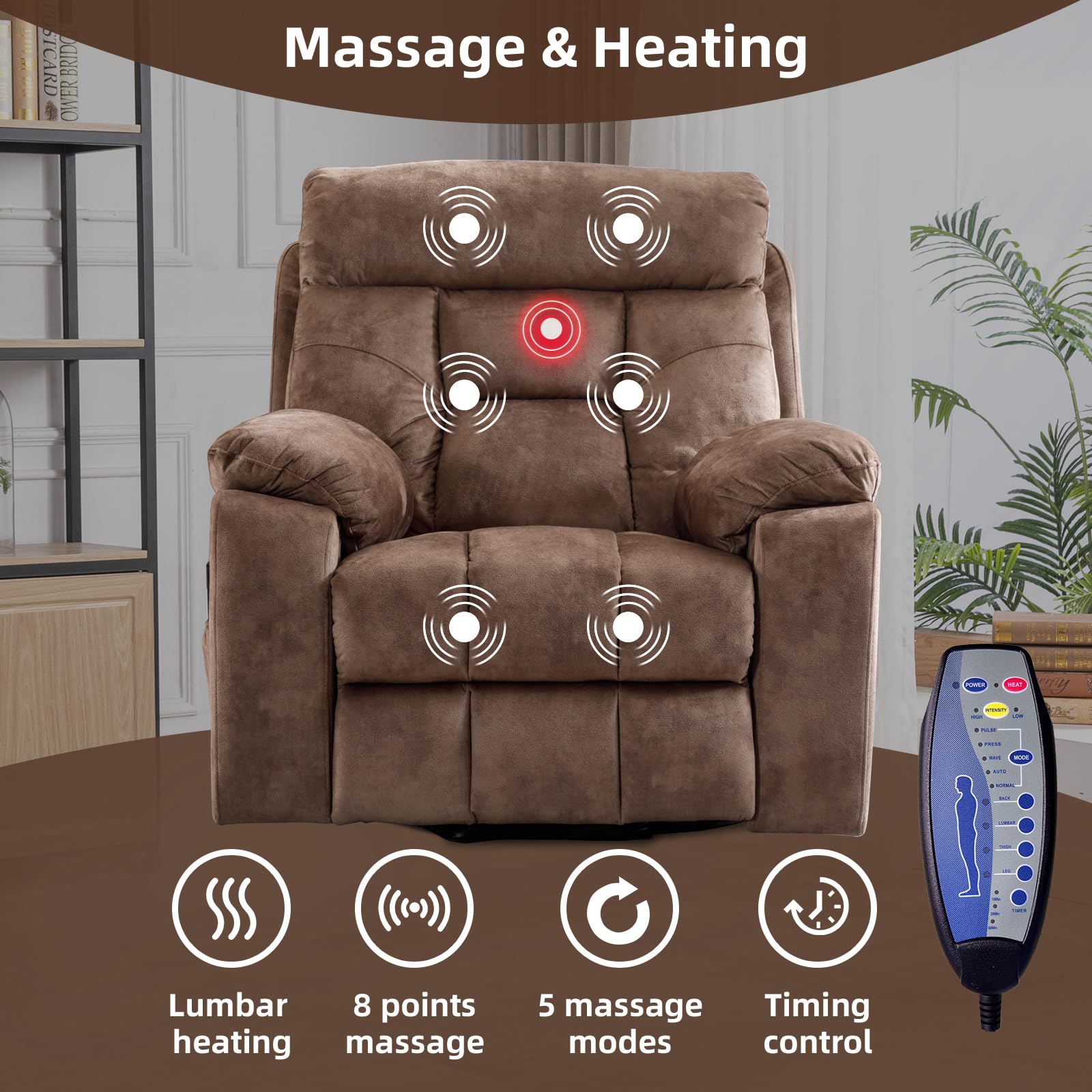 Power Lift Recliner Chair with Massage & Heat