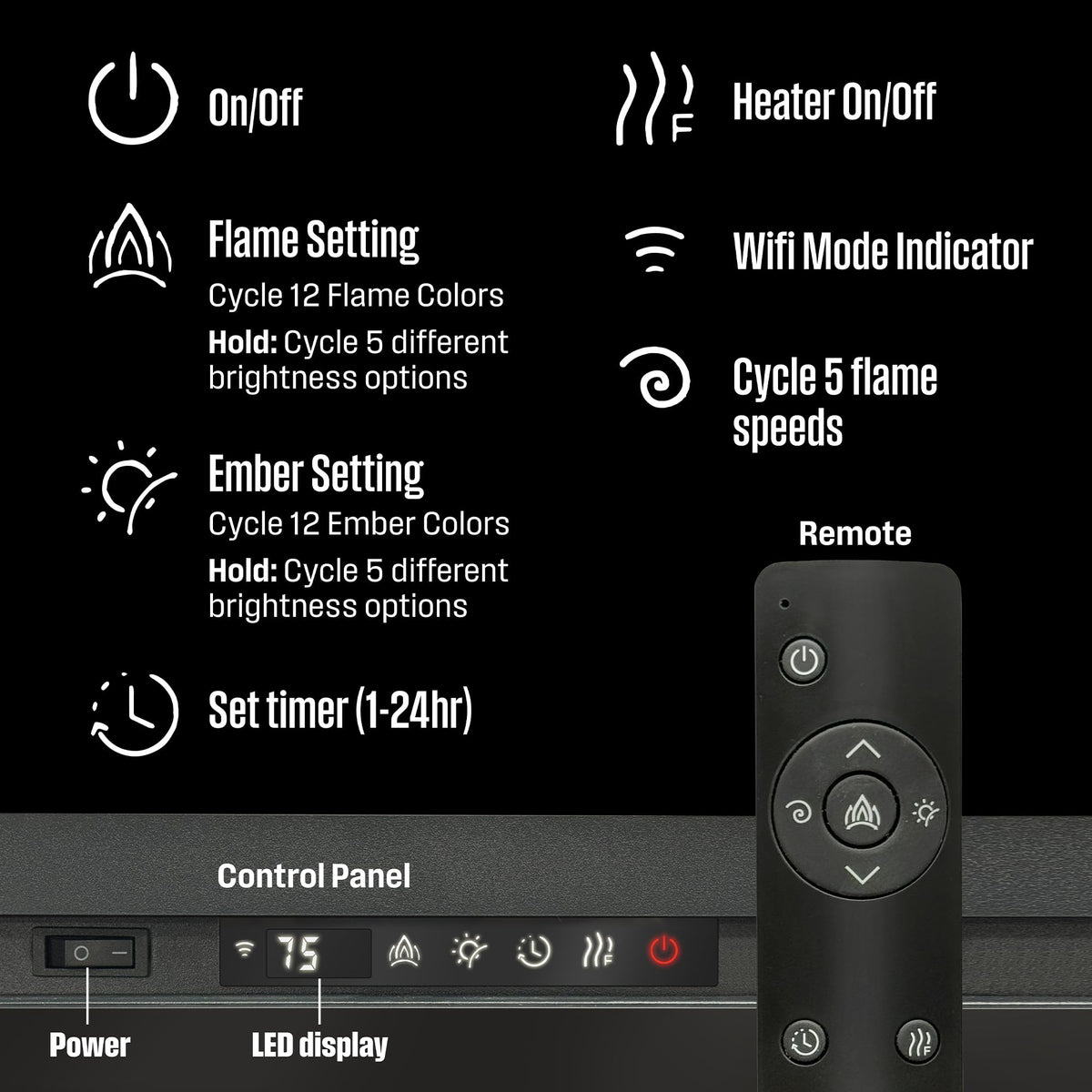 Smart Wall-Mount Electric Fireplace