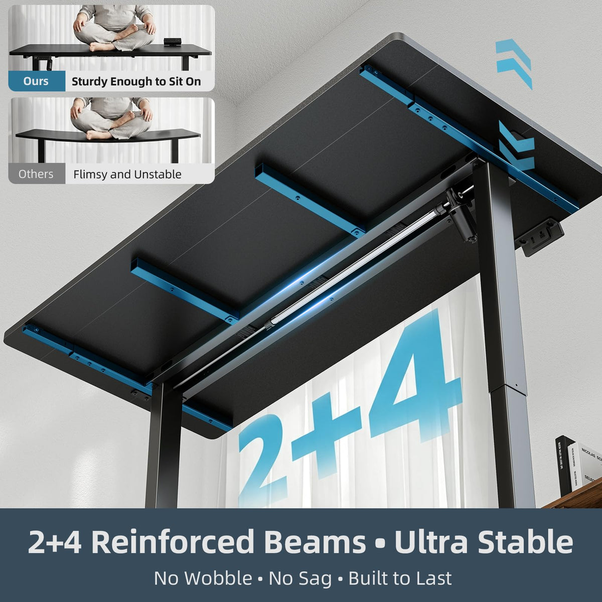 DeskShow 60 x 30 Inch Electric Standing Desk with Flip-Top Cable Management
