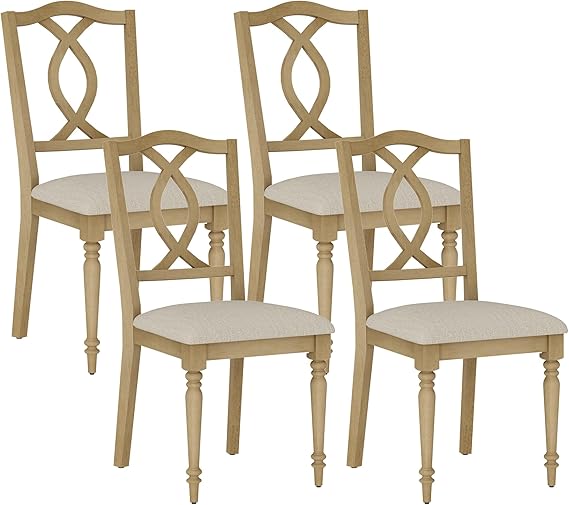 Farmhouse Upholstered Dining Chairs with Cross-Back