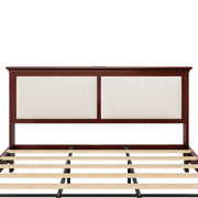 Lifezone Queen Bed Frame with Headboard, Solid Wood Bed Frame Queen Size with Charging Station & RGB LED, Wood Slats Support, Noise-Free, Sturdy Structure, Easy Assembly, Mahogany
