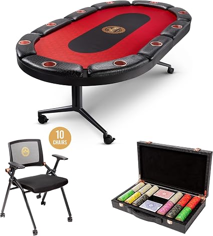 10-Player Foldable Oval Poker Table