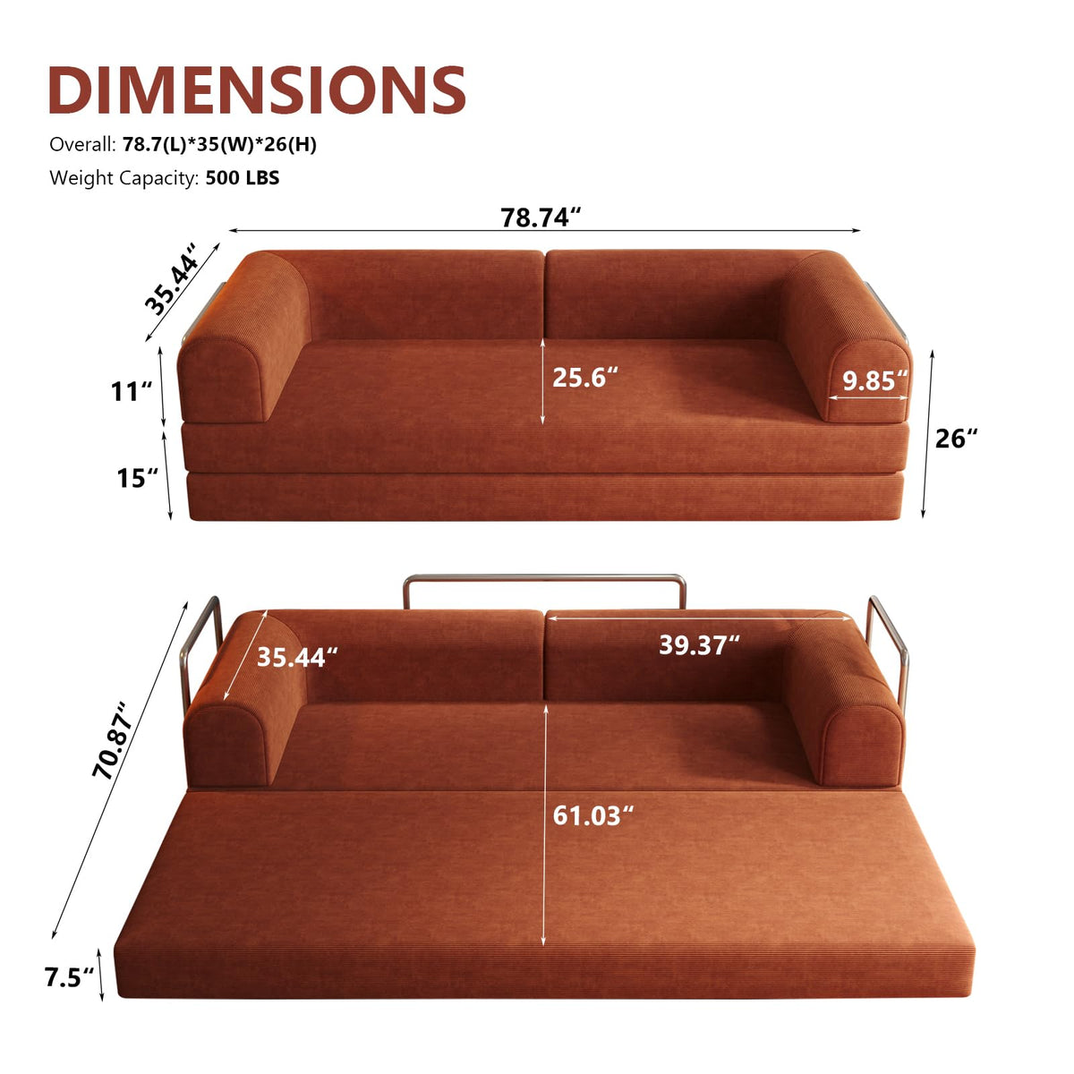 Convertible Corduroy Sofa Bed