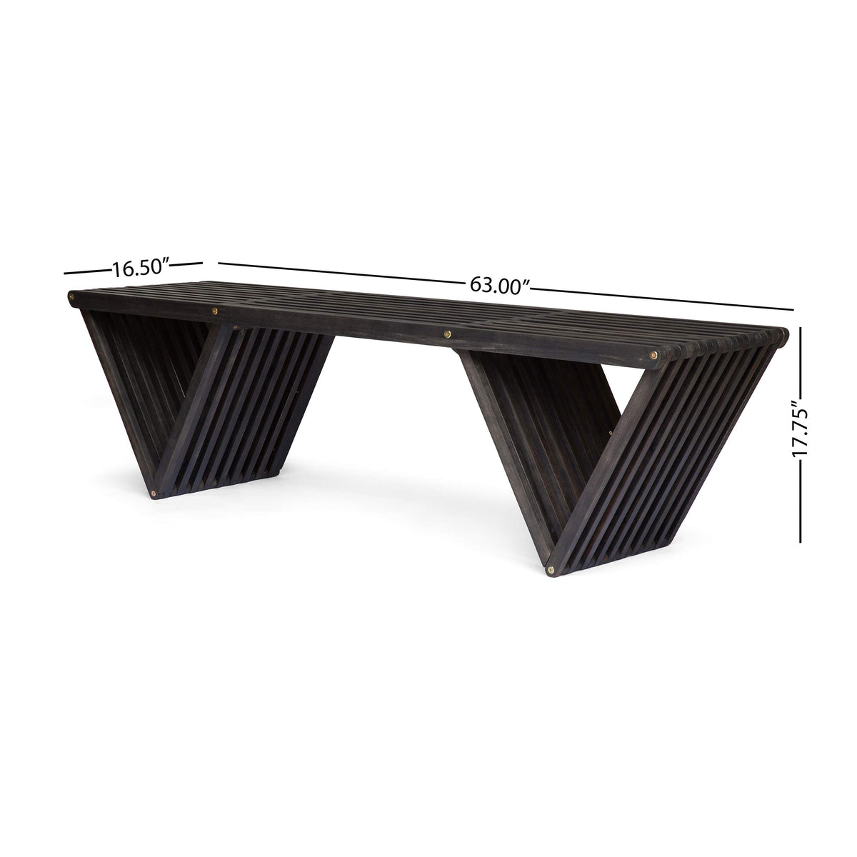 Dark Gray Acacia Outdoor Bench