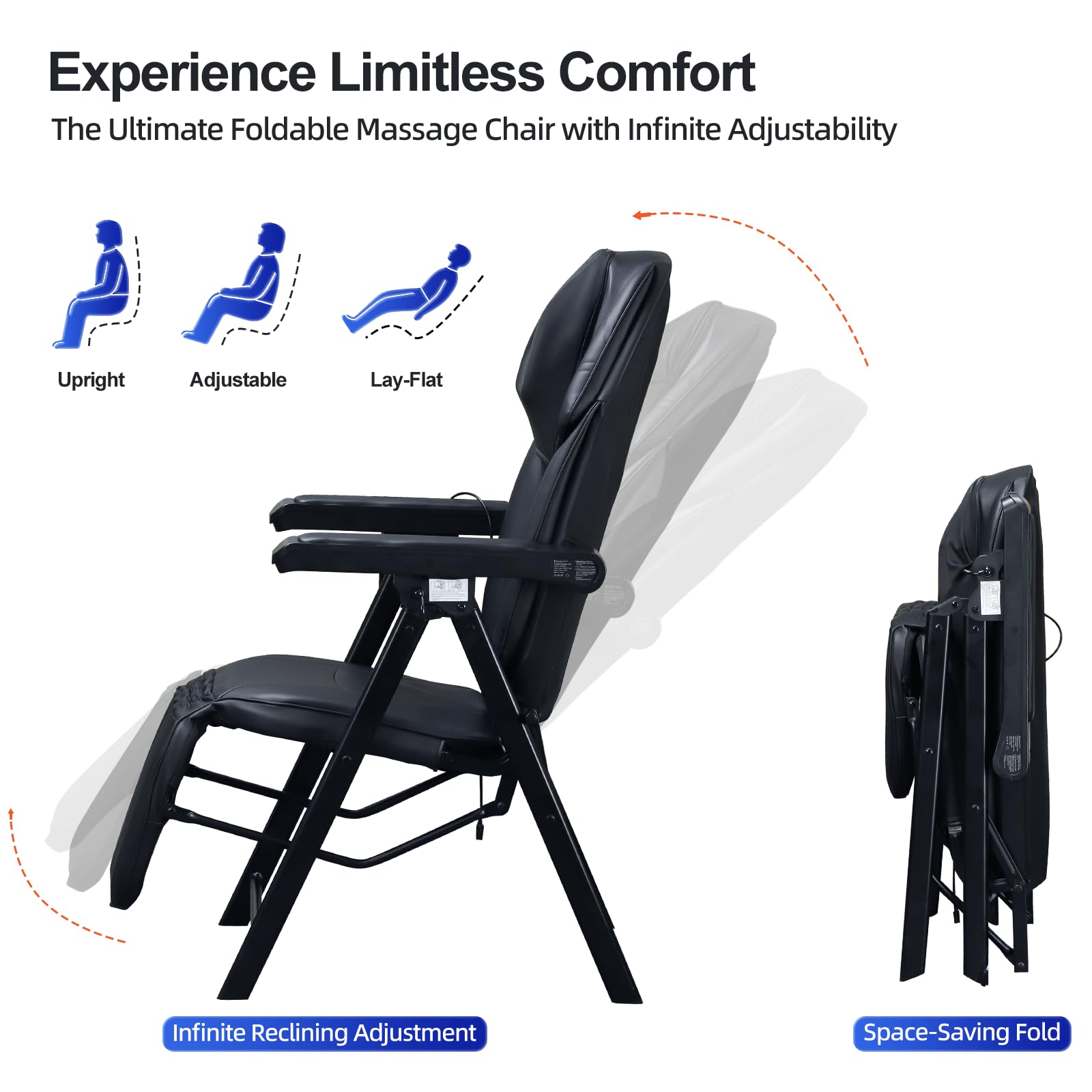 Ezencon Foldable Electric Massage Chair, Heat,Shiatsu,Vibration