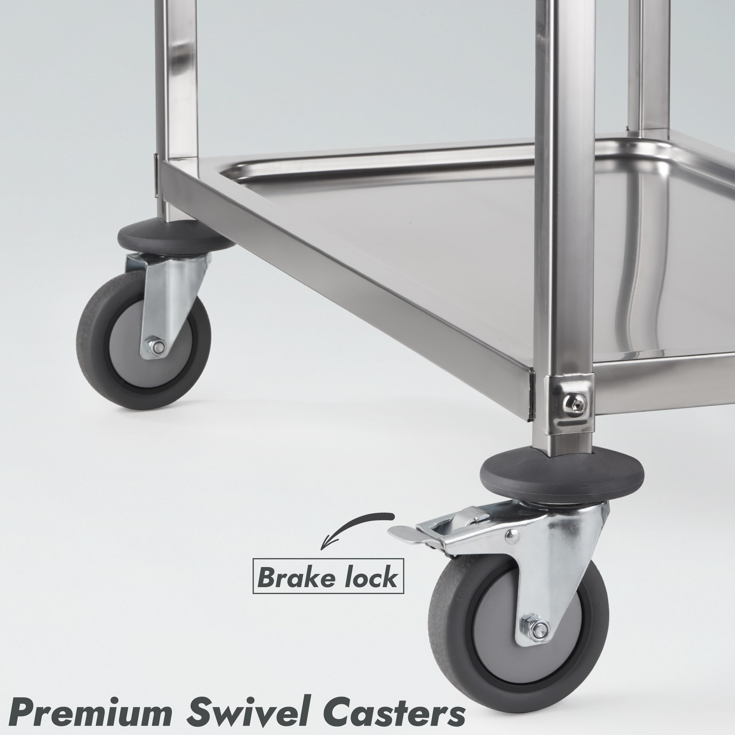 3-Tier Stainless Steel Utility Cart with Locking Casters