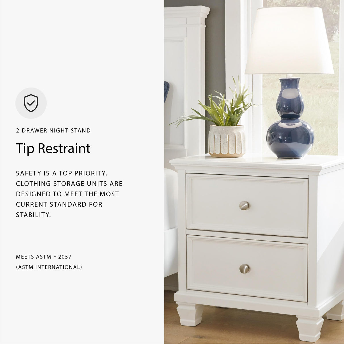 White 2-Drawer Nightstand