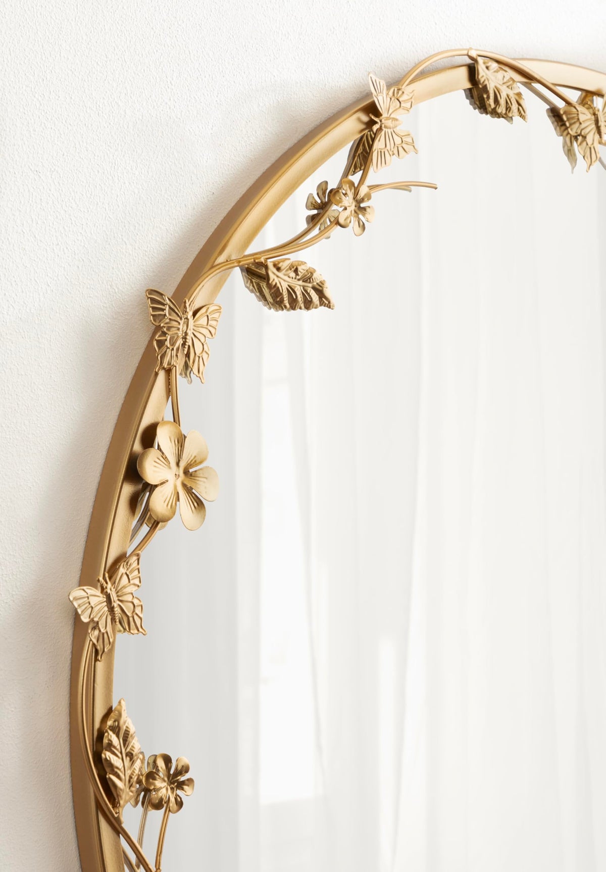 Gold Floral Round Wall Mirror
