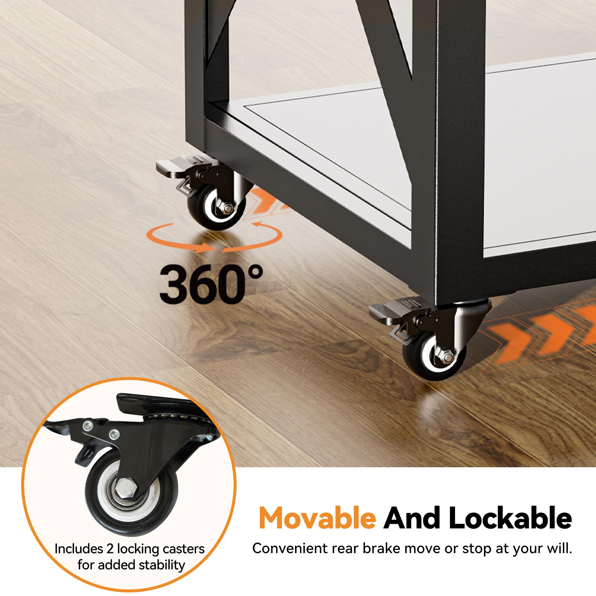 Outdoor Grill Cart with Marble-Textured Top