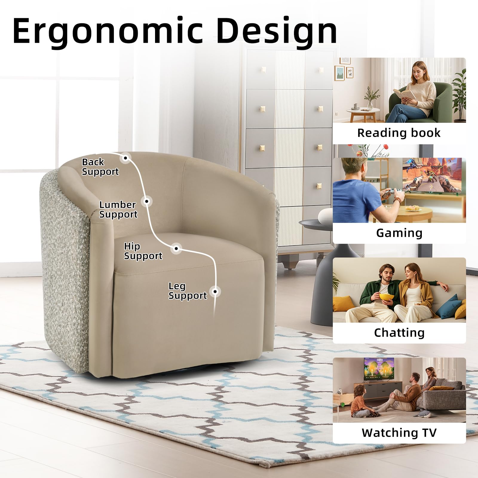 360° Swivel Barrel Accent Chair