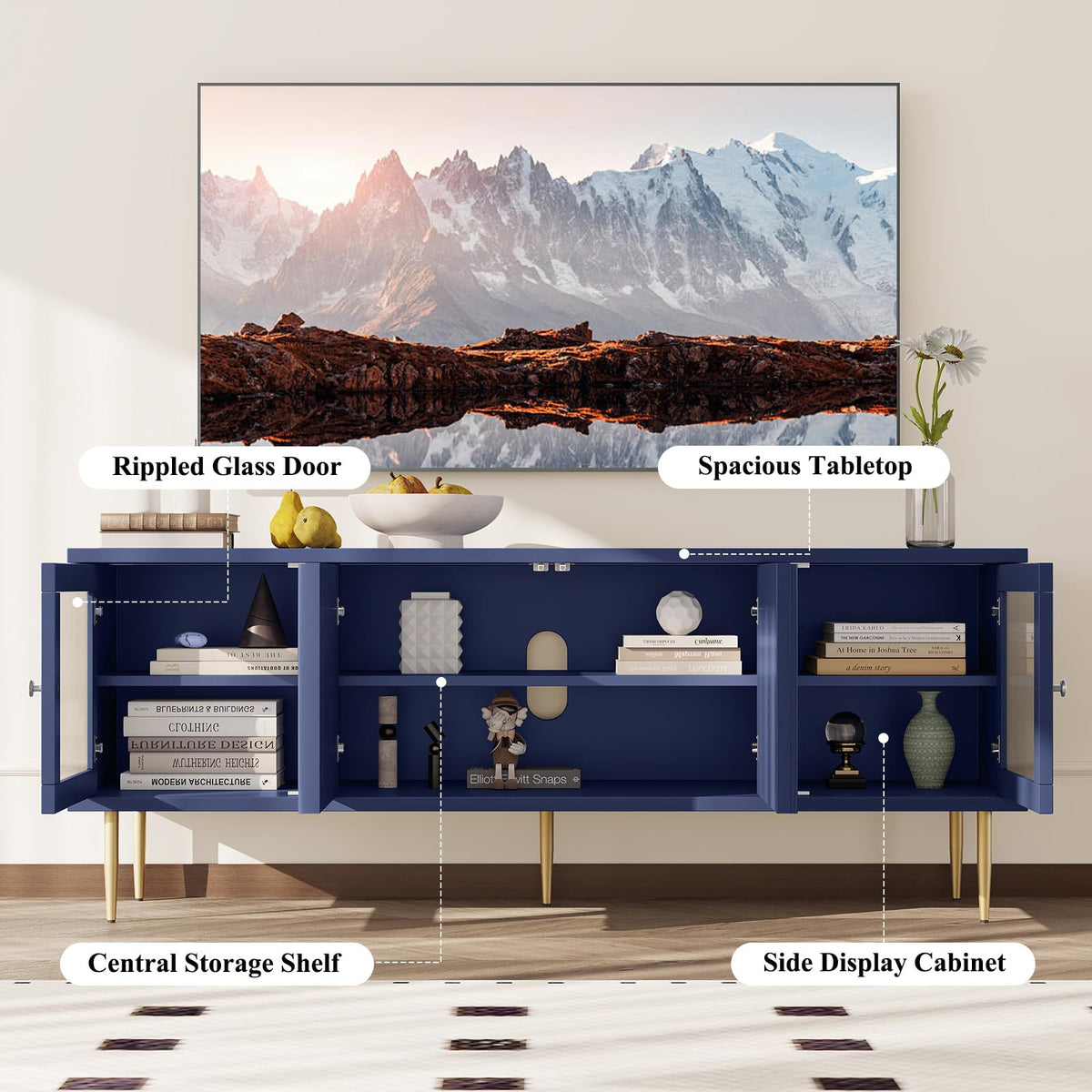 Fluted Glass TV Stand