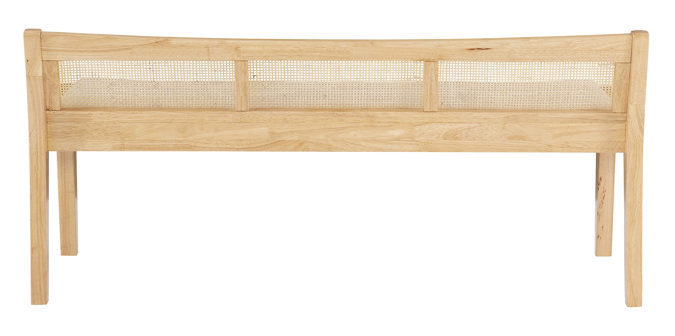Powell Kasi Natural Low Back Cane Bench with Beige Upholstered Seat