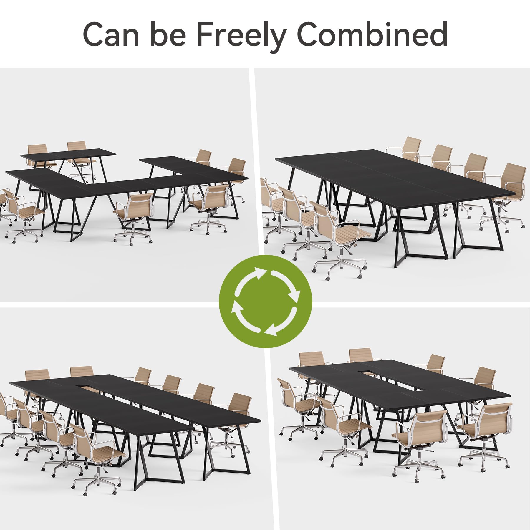 70.86" Rectangular Conference Table with Metal Base