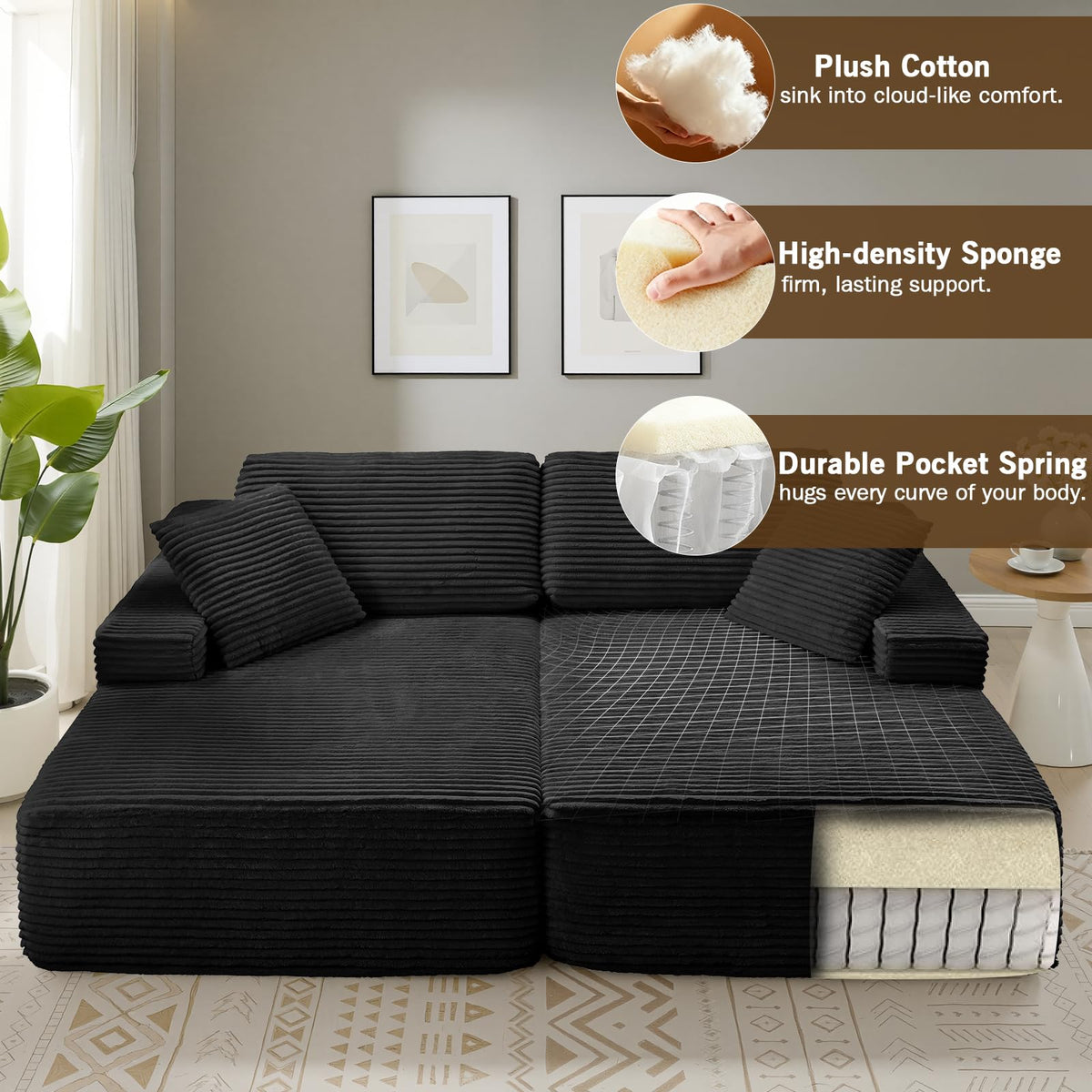 Corduroy Double Chaise Lounge