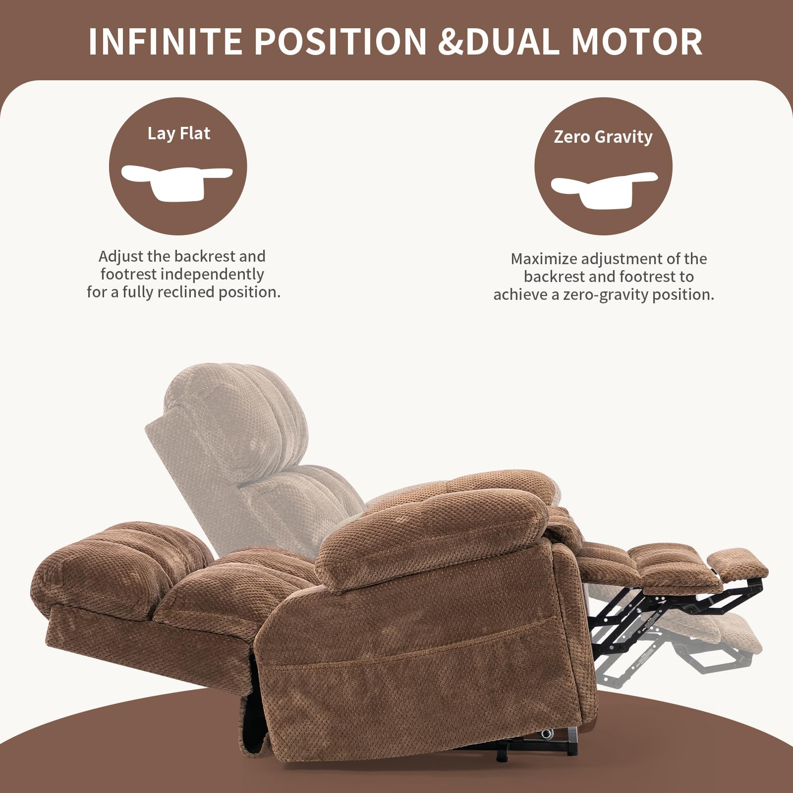 Oversized Dual-Motor Power Lift Recliner Chair – Brown