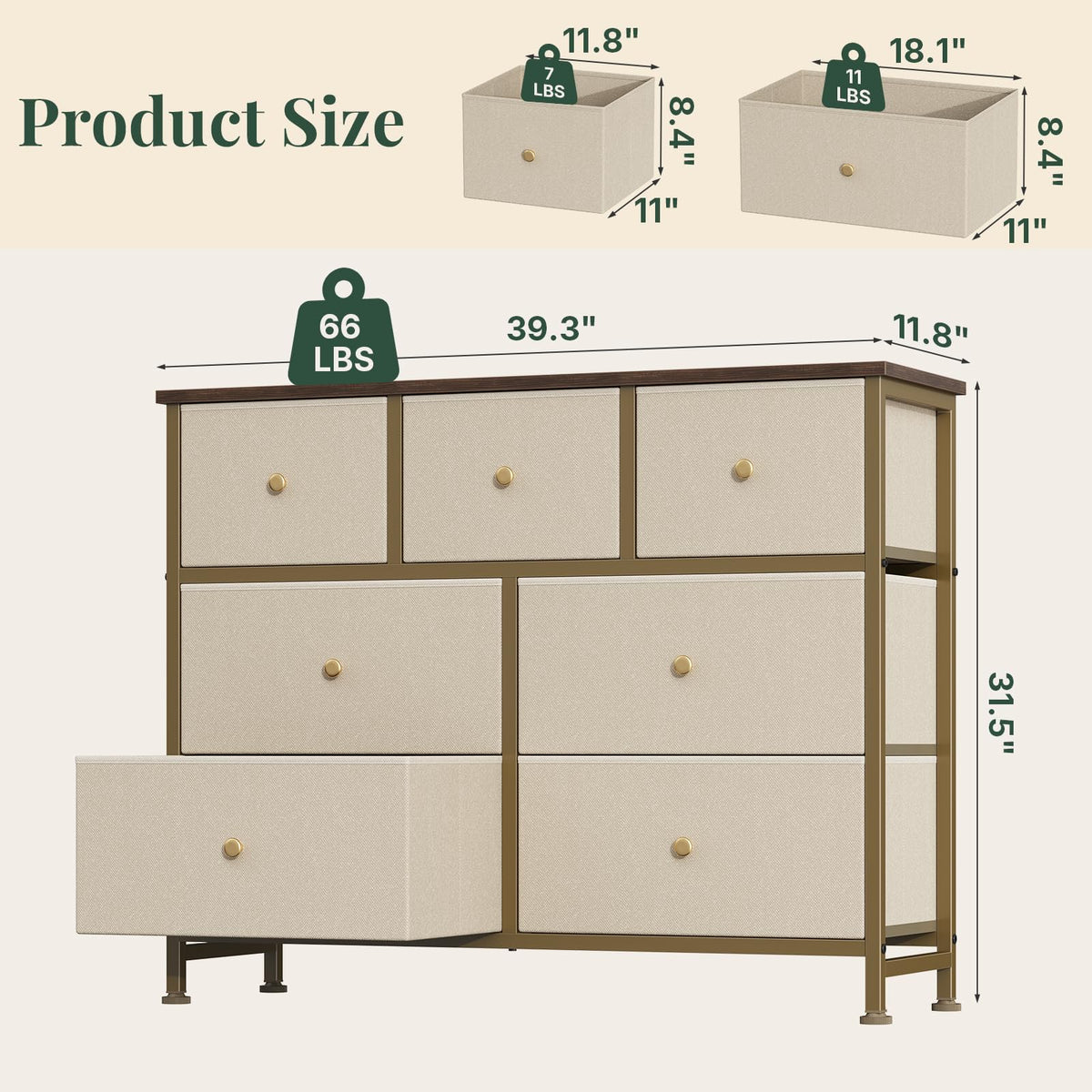 7-Drawer Fabric Dresser