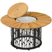 Solar Outdoor Coffee Table with Ice Bucket & LED Light