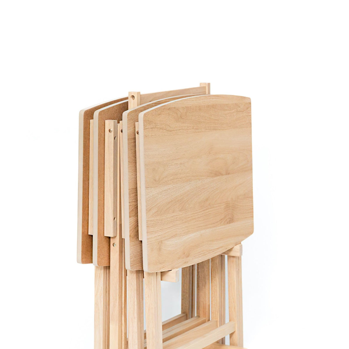 PJ Wood XL Oversize Tray Table, Natural Wood, 5-Pack