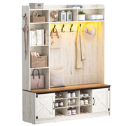 LED Farmhouse Hall Tree with Bench & Shoe Storage