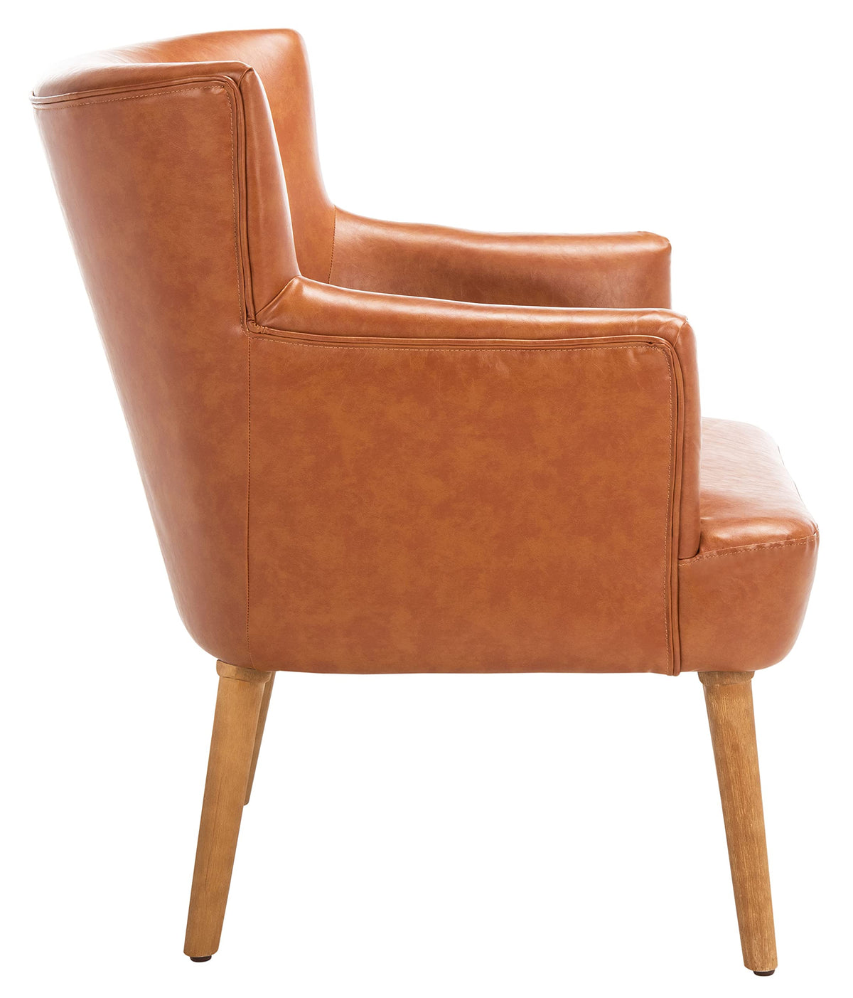 SAFAVIEH Home Collection Delfino Cognac Faux Leather/Natural Accent Chair