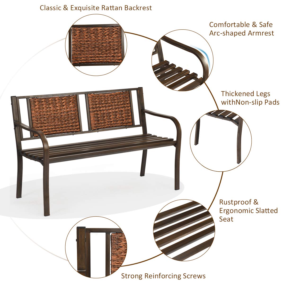 Outdoor Rattan Garden Bench