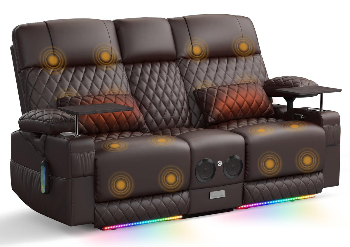 Power Loveseat Recliner Sofa, Home Theater Seating with Massage & Heat