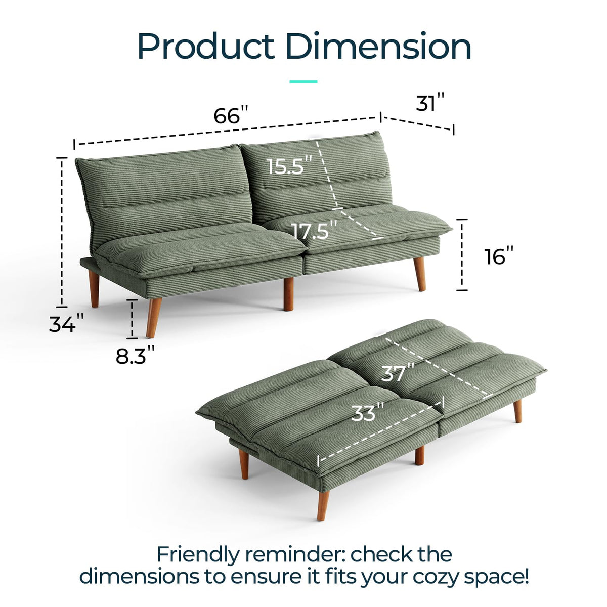 Corduroy Futon Sofa Bed