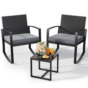 3-Piece Rattan Patio Bistro Set with Coffee Table