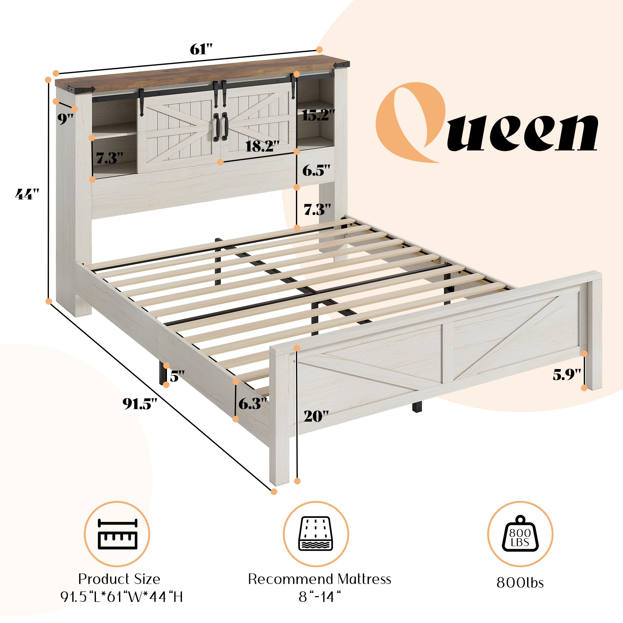 Farmhouse 4-Piece Bedroom Set – Queen, Distressed White