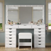 15-Drawer LED Makeup Vanity with Stool