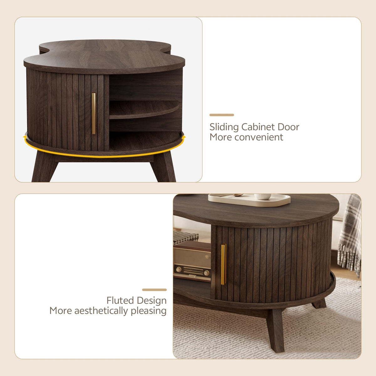 3-Piece Oval Coffee Table Set