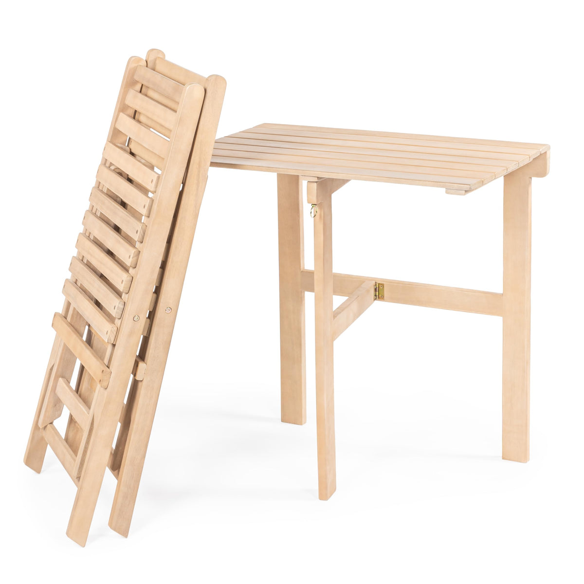JONATHAN Y Nerja 3-Piece Acacia Wood Folding Bistro Set, Light Teak
