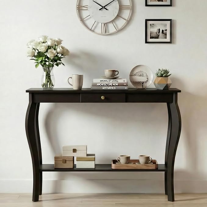39" Narrow Console Table with Drawer, Espresso