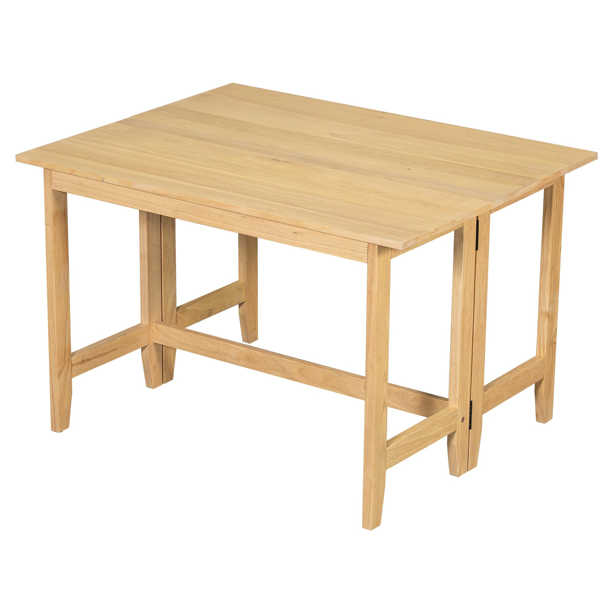 Merax Farmhouse Wood Extendable Dining Table with Drop Leaf for Small Places, Modern Freestanding Scalable Desk for Kitchen & Living Room, Natural