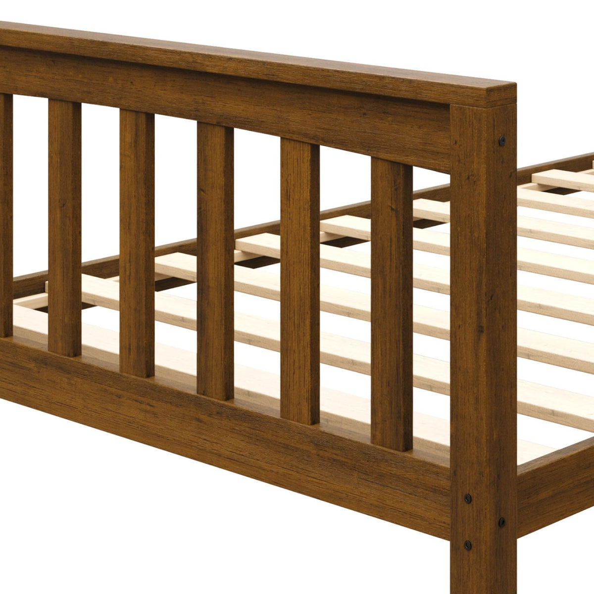 HOME DESIGN Ames Twin Over Twin Solid Wood Bunk Bed Frame, Brown