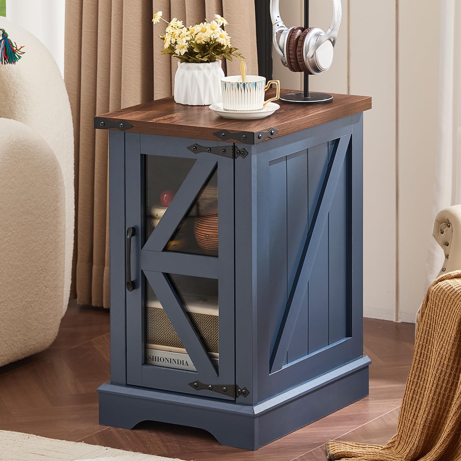 Farmhouse Coffee Table Set with Nightstands & Hidden Storage
