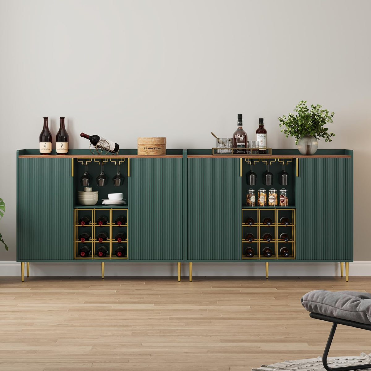 Green Fluted Wine Cabinet