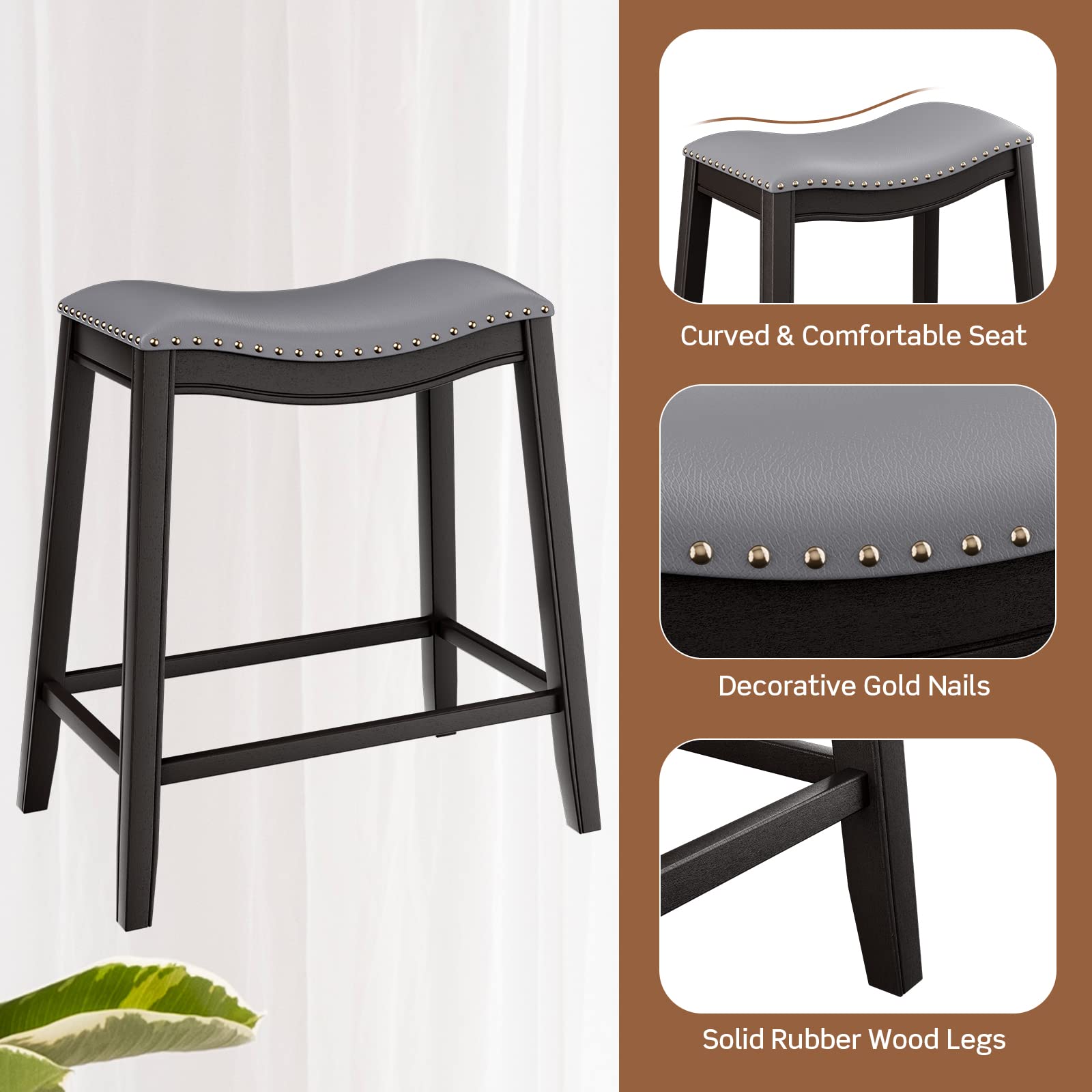 5-Piece Counter Height Bar Table & Saddle Stool Set