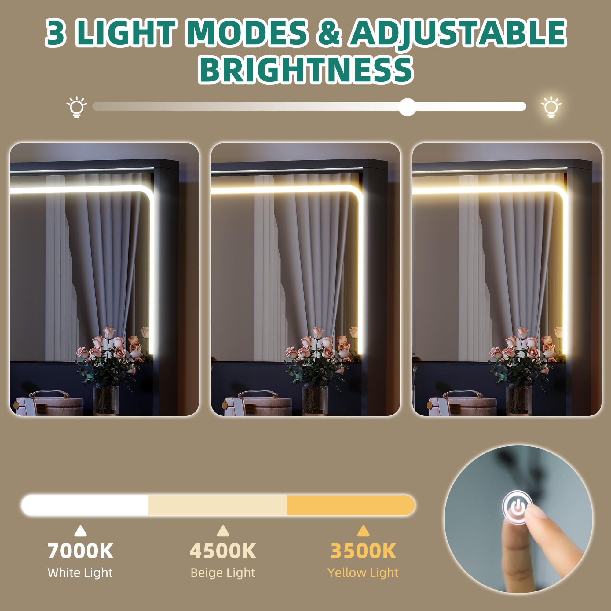 DWVO Vanity Desk with Light and Mirror, 3 Lighting Modes, L-Shaped Corner Vanity Table, 48" Large Dressing Table with 5 Tempered Glass Drawers with Open Storage Shelves