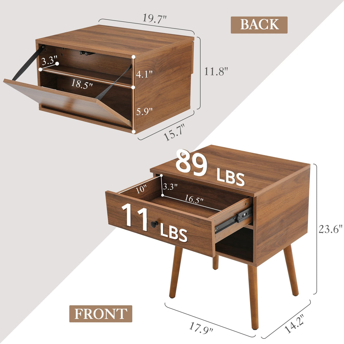 Walnut Hidden Compartment Nightstand