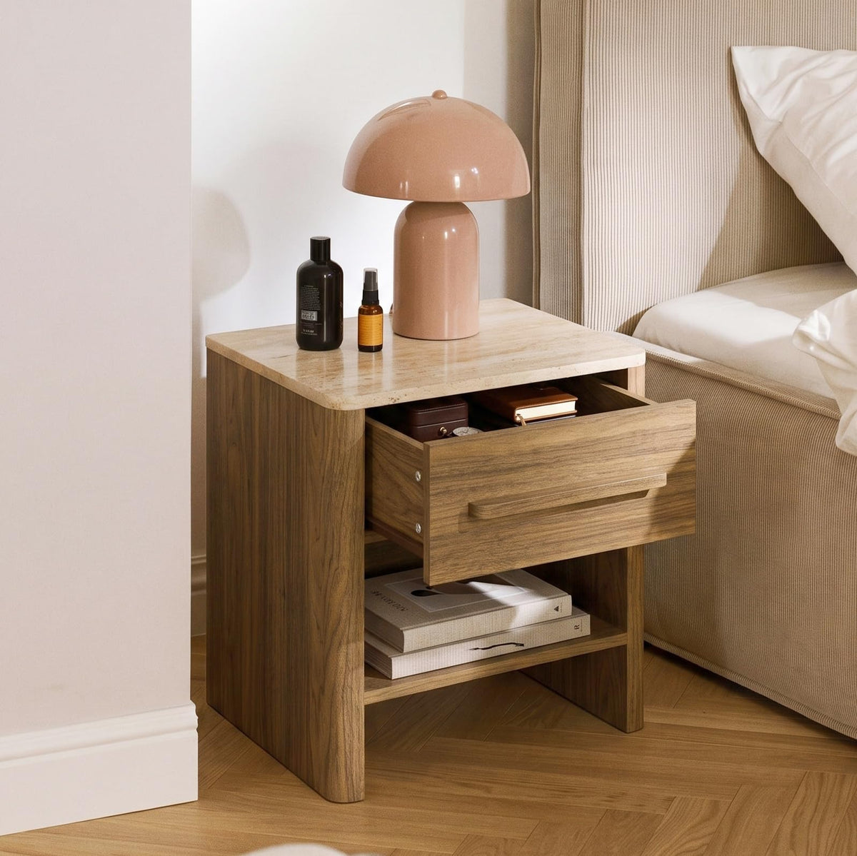 Walnut Nightstand with Drawer