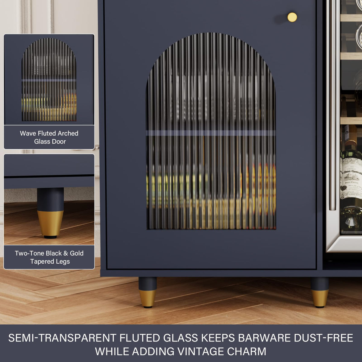 Arched Glass Bar Cabinet