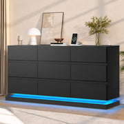 WLIVE 9 Drawer Dresser with LED Light, Dresser with Charging Station