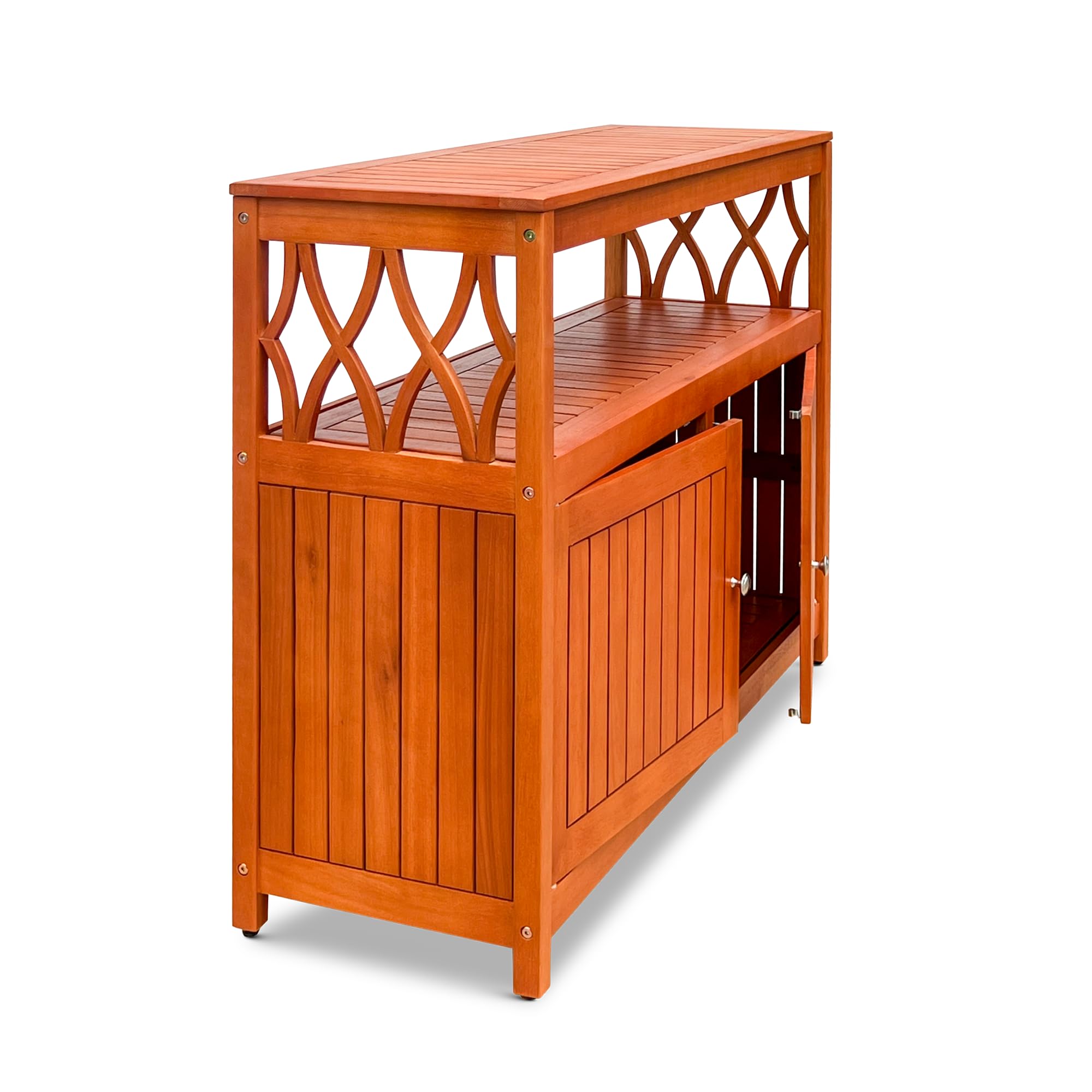 Outdoor Eucalyptus Sideboard Buffet Cabinet with Storage