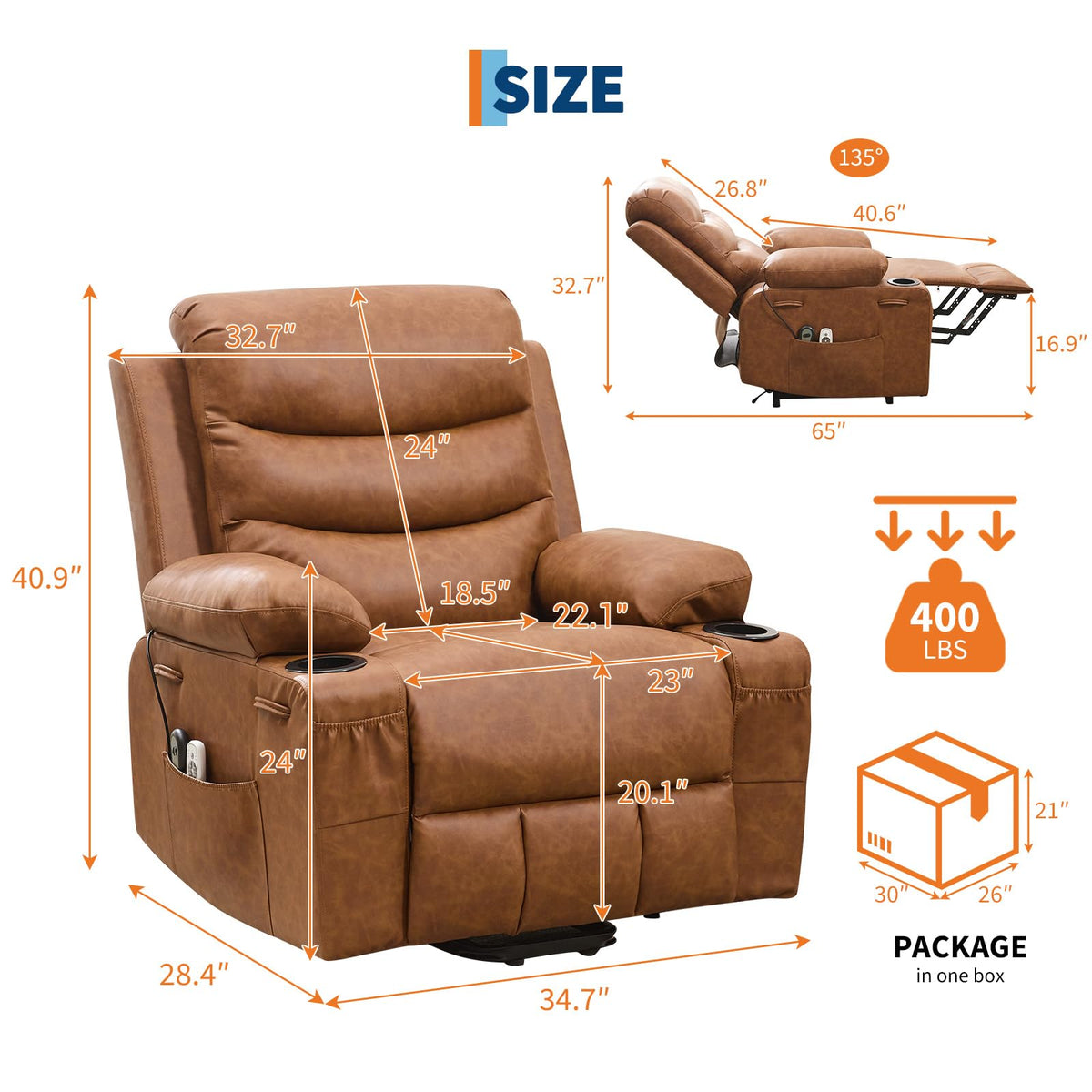Garvee Oversized Power Lift Recliner Chair for Elderly with Wide Seat