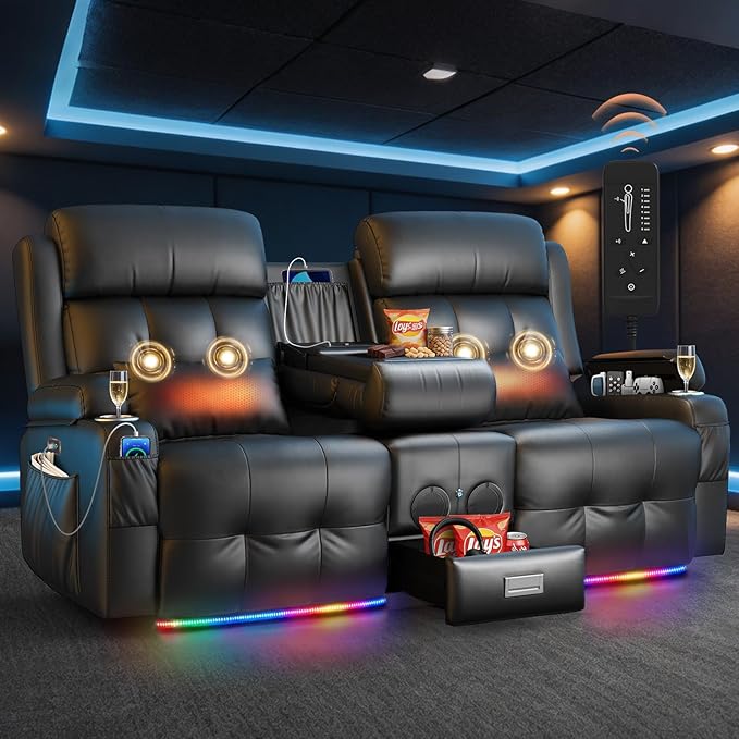 Power Reclining Loveseat with Console & Home Theater Seating