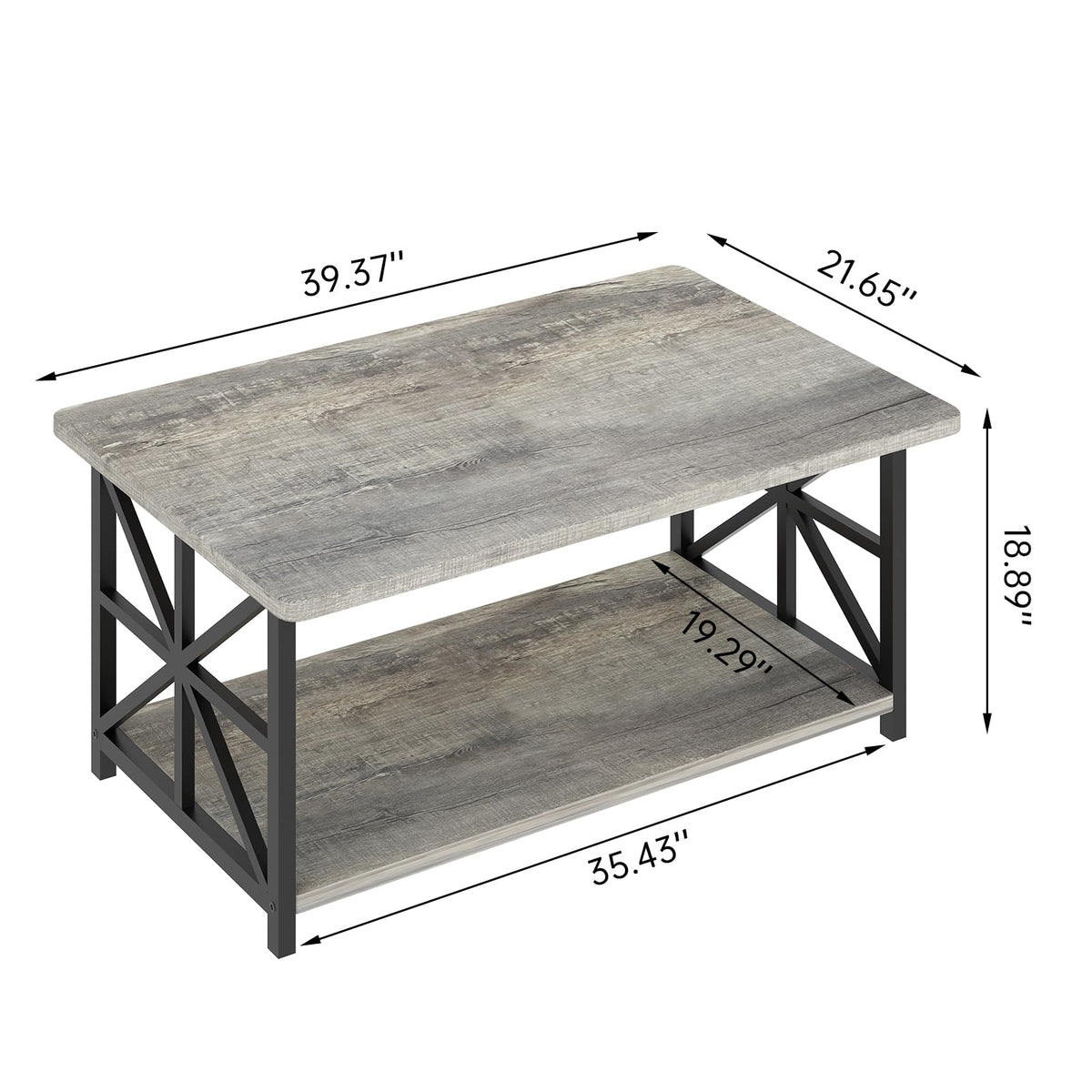 Gray Coffee Table with Storage