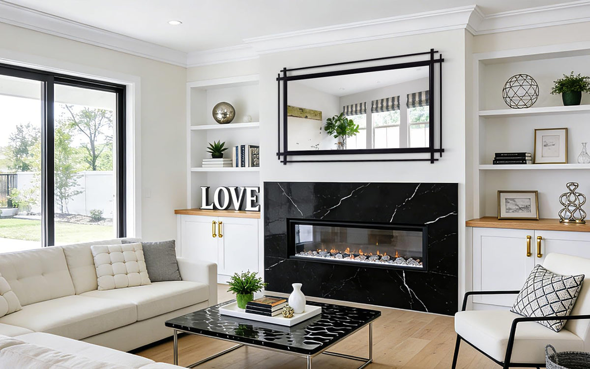 Autdot Black Full Length Mirror, 64''X34.2'' Modern Decorative Mirrors for Wall with Line Metal Frame, Large Wall Mirror for Living Room, Dining Room, Entryway
