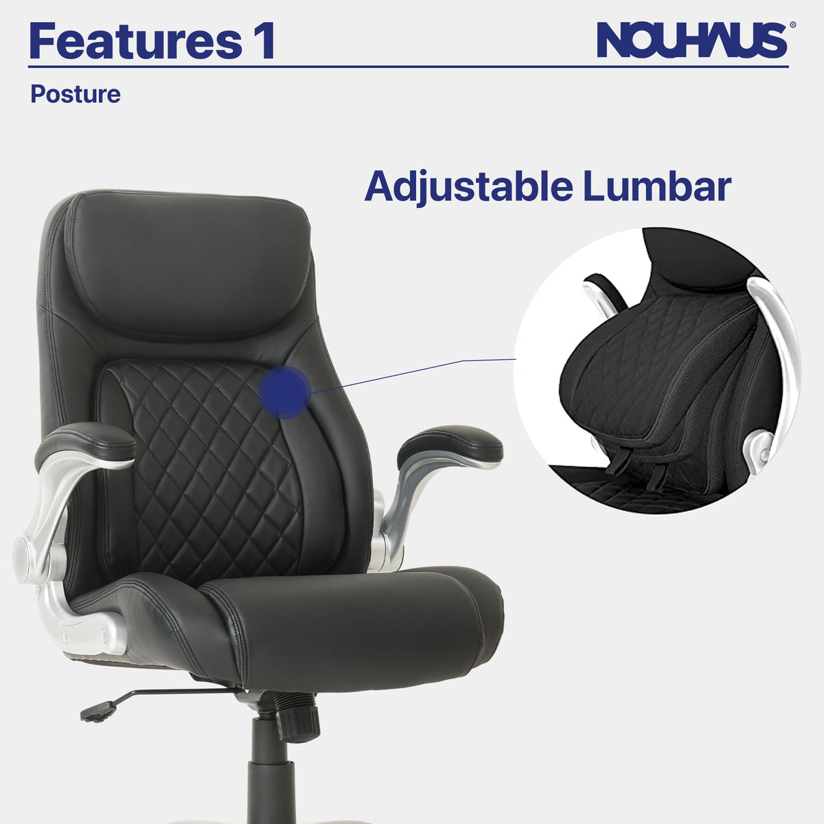 Ergonomic PU Leather Office Chair with Lumbar Support