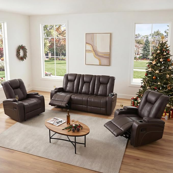 3-Seater Microfiber Reclining Sofa